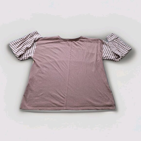 Three Bird Nest T Shirt Womens M LS Colorblock Long Striped Sleeves Stretch Boho - Picture 2 of 11